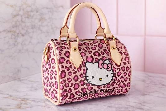 Pink Leopard Kitty Mini Boston Bag