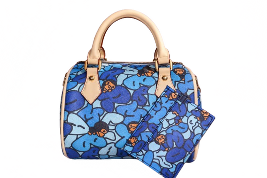 Blue Streetwear Mini Boston Bag + Wallet Set